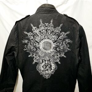 rnt23 Ron Tomson Urban Outdoor Wear Mens Y2K 90's Black Denim Jacket XXL